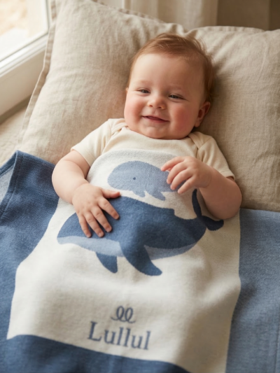 whale blanket with baby