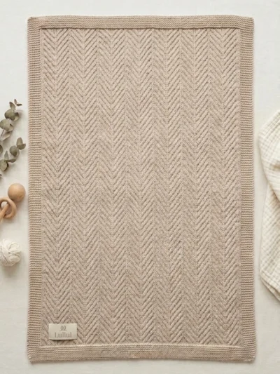Lullul Essentials - 100% Organic Cotton Warm Sand Knit Baby Blanket