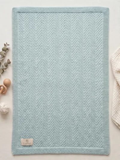Lullul Essentials - 100% Organic Cotton Sprout Green Knit Baby Blanket