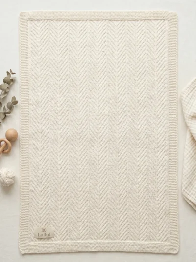 Lullul Essentials - 100% Organic Cotton Soft Cream Knit Baby Blanket